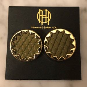 House of Harlow Leather Sunburst Earrings - Gold